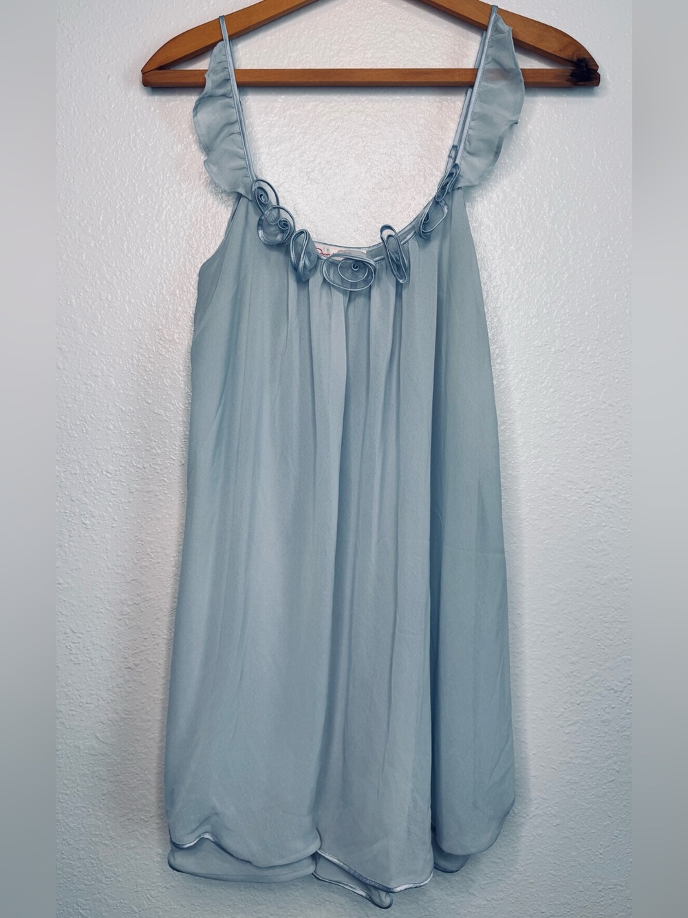 Oscar de la Renta Pink Label Blue Double Chiffon Nightie Nightgown PJ sz M